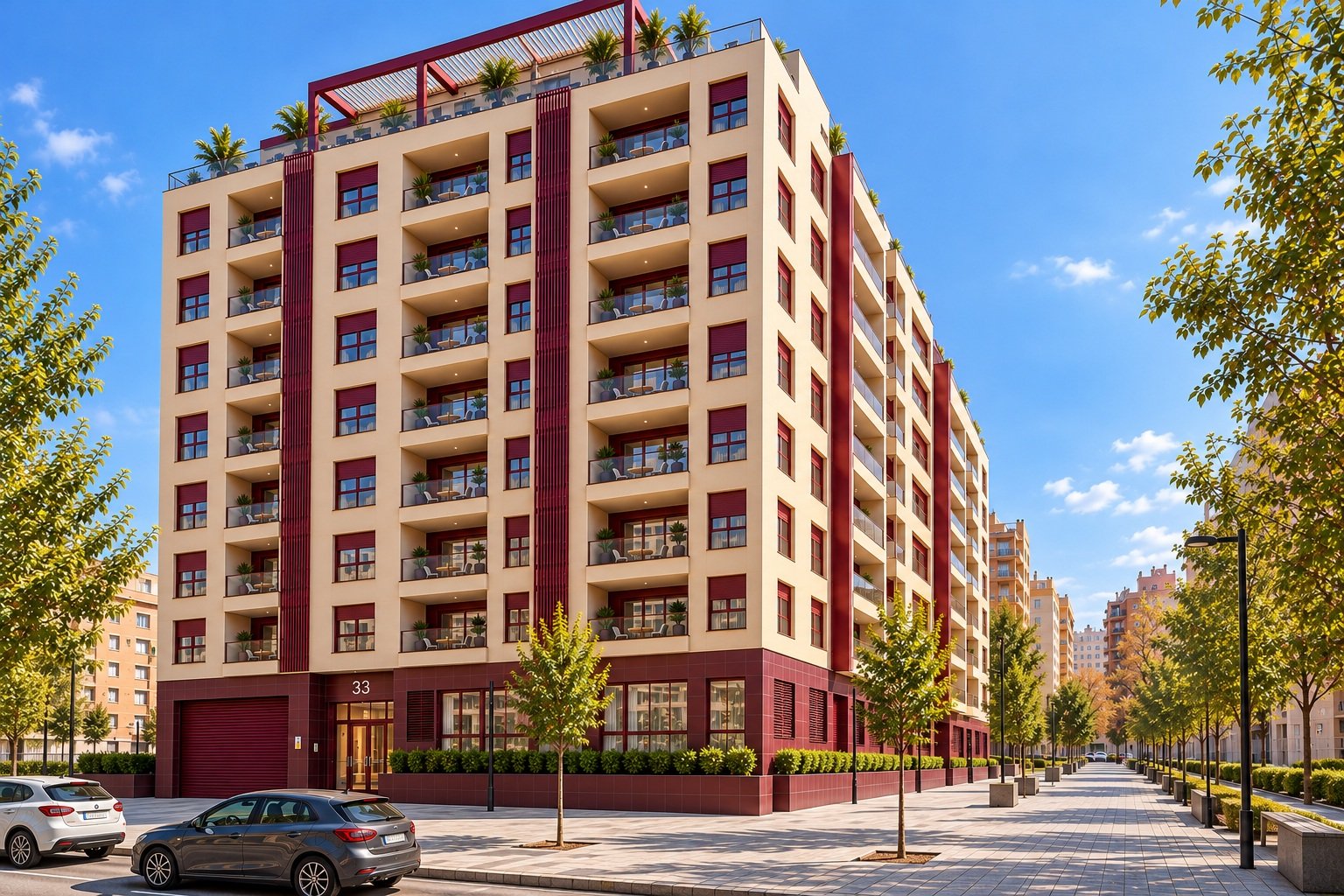 Render del edificio Samsara III con terrazas en Alaquàs